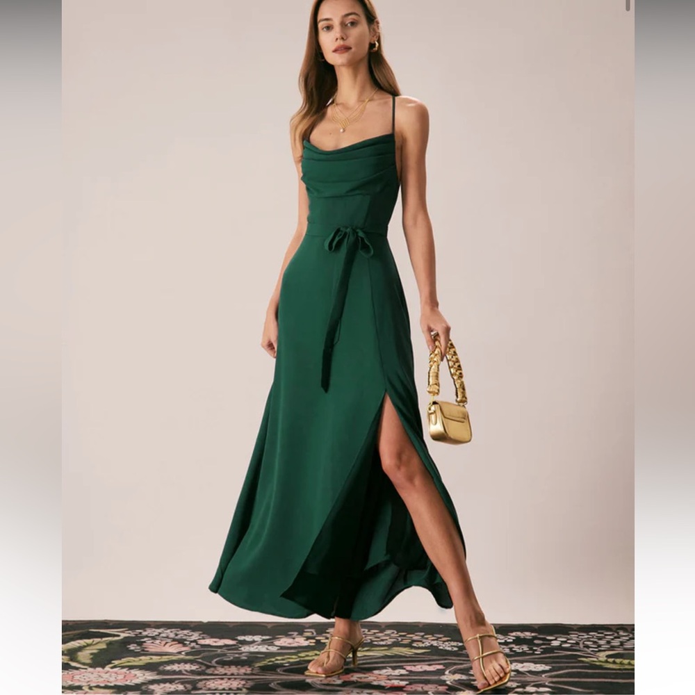 RIHOAS Emerald Green Spaghetti Strap Maxi Dress